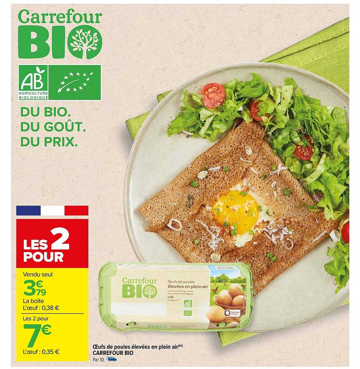 oeufs de poules élevées en plein air carrefour bio