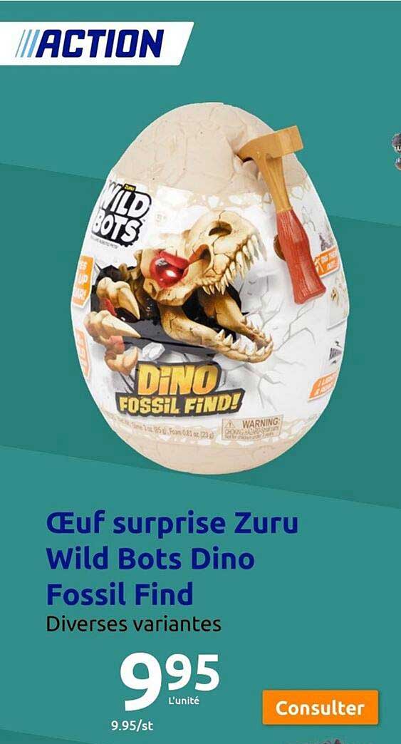 œuf surprise zuru wild bots dino fossil find