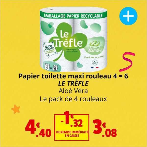 Papier Toilette Maxi Rouleau 4 = 6 Le Trèfle