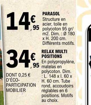 parasol ou relax multipositions