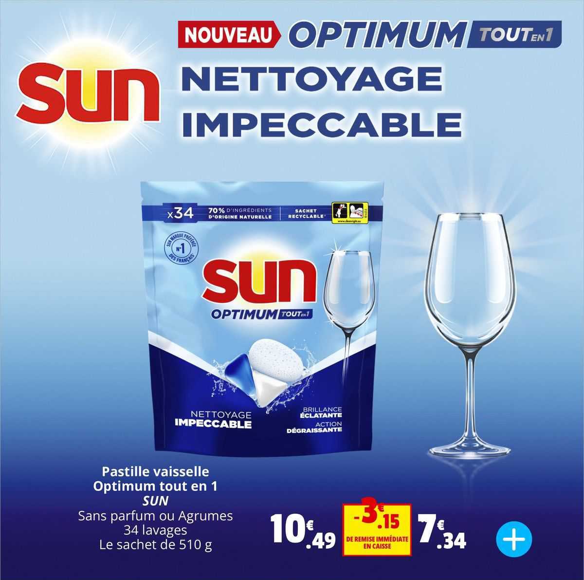 Pastille Vaisselle Optimum Tout En 1 Sun