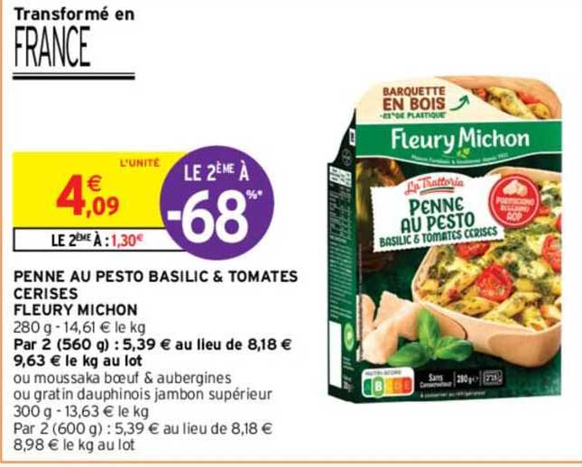 Penne Au Pesto Basilic & Tomates Cerises Fleury Michon