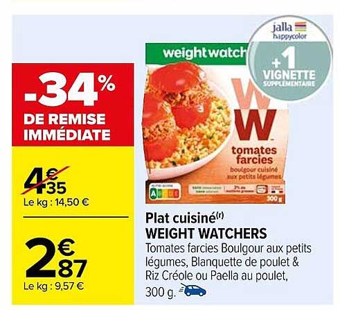 plat cuisiné weight watchers