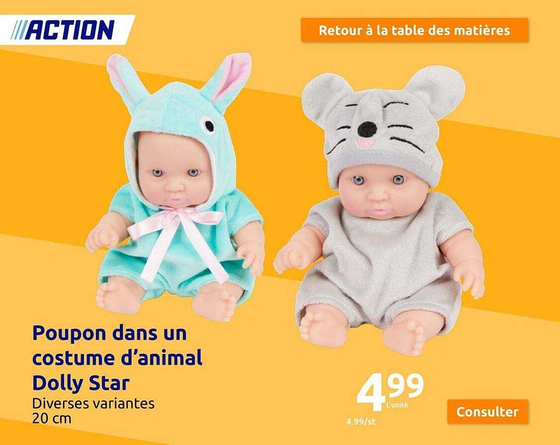 poupon dans un costume d'animal dolly star