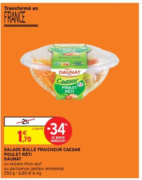 Salade Bulle Fraicheur Caesar Poulet Rôti Daunat