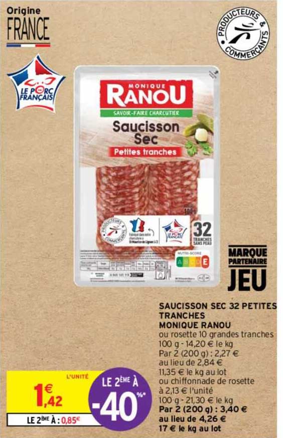 saucisson sec 32 petites tranches monique ranou
