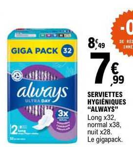 serviettes hygiéniques "always"
