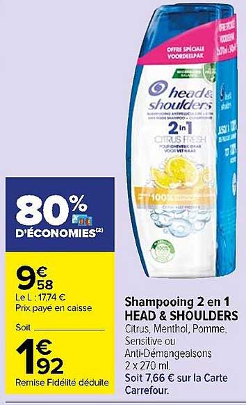 shampooing 2en1 head&shoulders