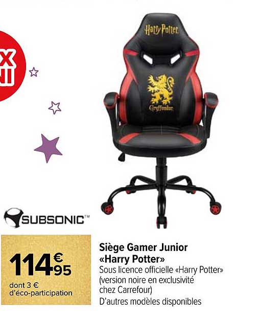 Siège Gamer Junior «harry Potter» Subsonic