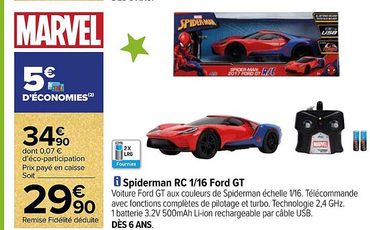 spiderman rc 1/16 ford gt marvel