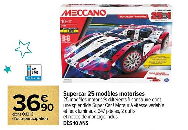 supercar 25 modèles motorises meccano