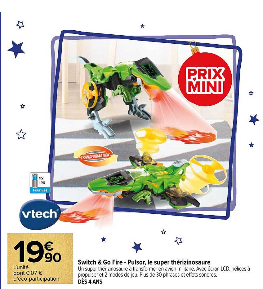 switch & go fire - pulsor, le super thérizinosaure vtech