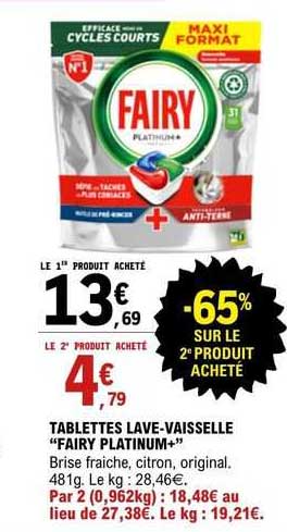 tablettes lave-vaisselle "fairy platinum+"