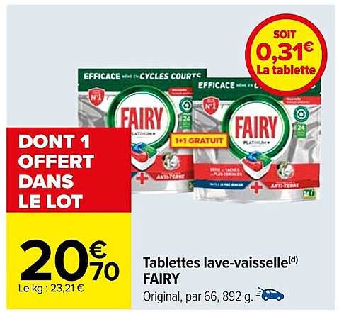 tablettes lave-vaisselle fairy
