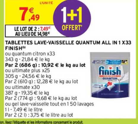 tablettes lave-vaisselle quantum all in 1 finish