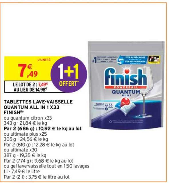 tablettes lave-vaisselle quantum all in 1 finish