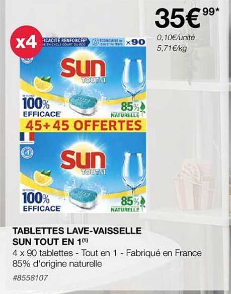 tablettes lave-vaisselle sun tout en 1