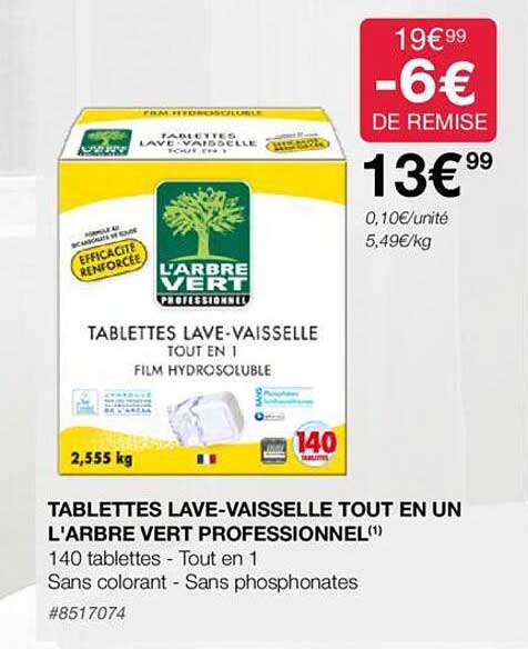 tablettes lave-vaisselle tout en un l'arbre vert professionnel