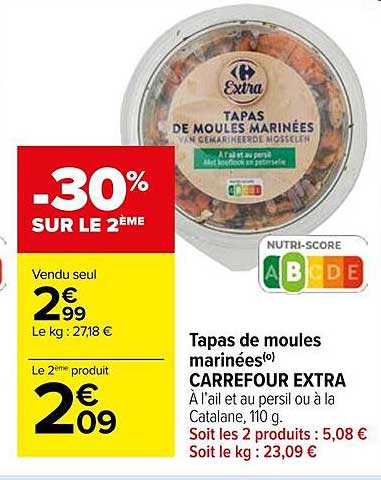 Tapas De Moules Marinées Carrefour Extra