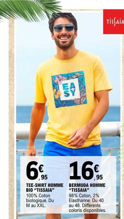 tee-shirt homme bio "tissaia" ou bermuda homme "tissaia"