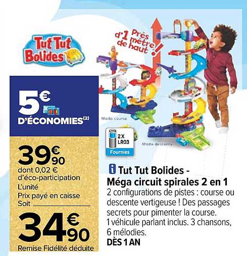 tut tut bolides - méga circuit spirales 2 en 1
