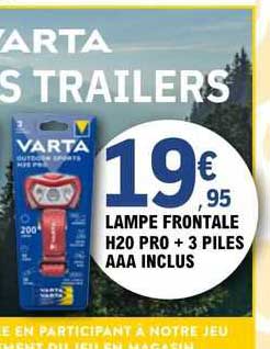 varta lampe frontale h20 pro + 3 piles aa inclus