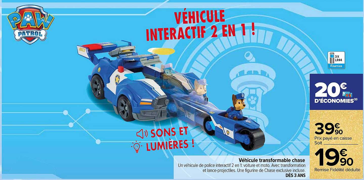 véhicule transformable chase paw patrol