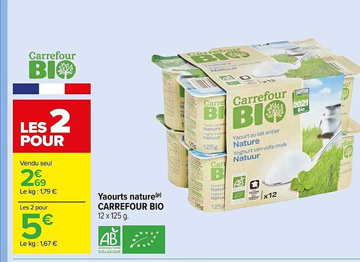 Yaourts Nature Carrefour Bio