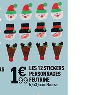 12 stickers personnages feutrine