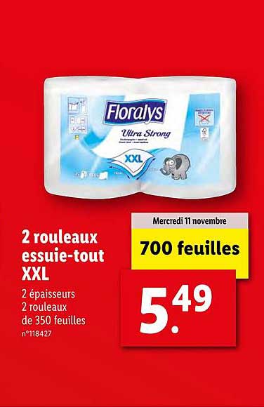 2 Rouleaux Essuie Tout Xxl Floralys