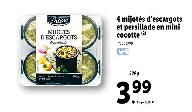 4 mijotés d'escargots et persillade en mini cocotte deluxe