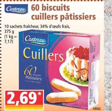 60 biscuits cuillers pâtissiers cantreau