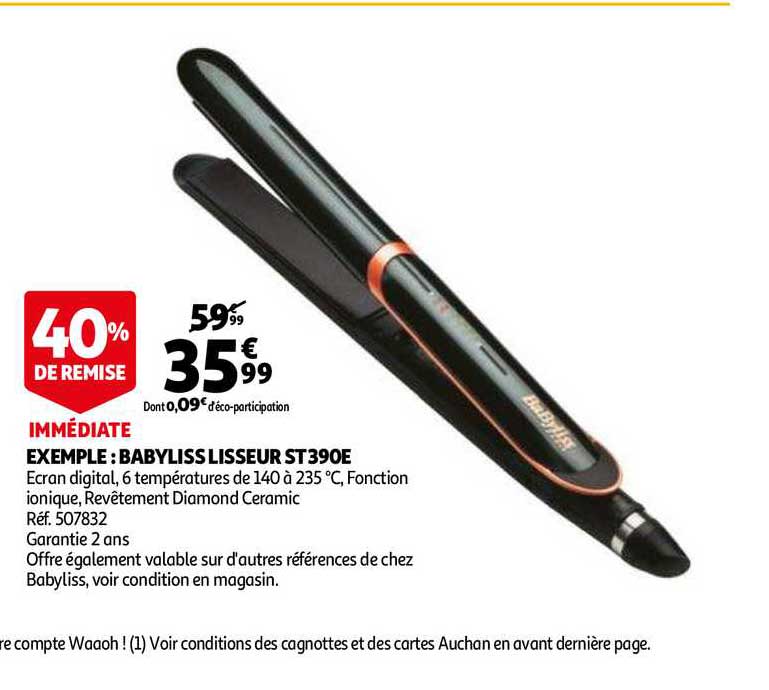 babyliss lisser st390e 40% remise immédiate
