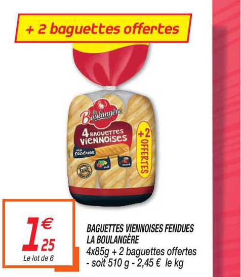 baguettes viennoises fendues la boulangère
