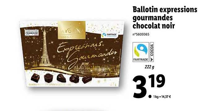 ballotin expressions gourmandes chocolat noir favorina