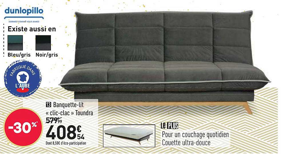 banquette lit clic clac toundra dunlopillo