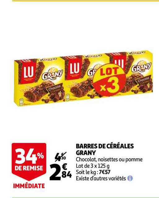 Barres De Céréales Grany Lu 34% Remise Immédiate