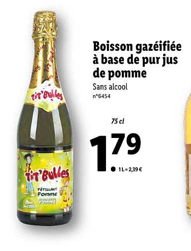 boisson gazéifiée à base de pur jus de pomme tit'bubbes