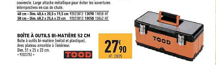 boîte à outils bi matière 52 cm tood