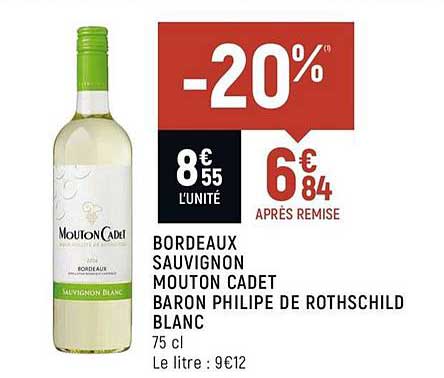 Bordeaus Sauvignon Mouton Cadet Baron Philipe De Rothschild Blanc