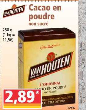 cacao en poudre non sucré van houten