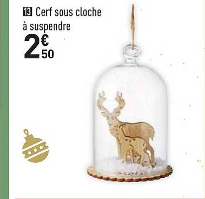 cerf sous cloche à suspendre