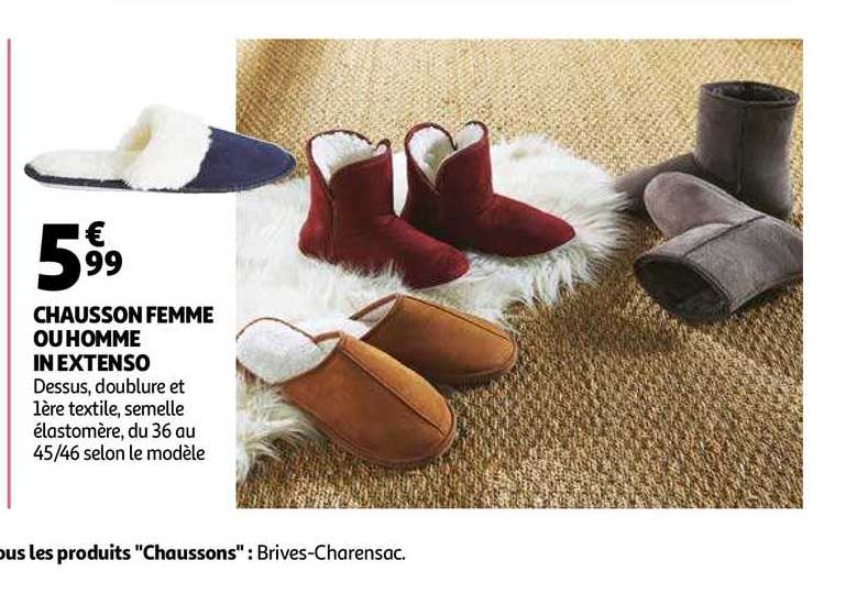 chausson femme ou homme in extenso