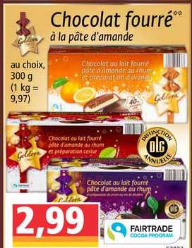 chocolat fourré à la pâte d'amande