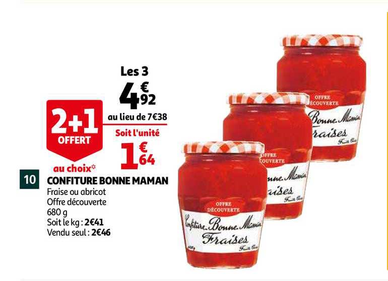 confiture bonne maman 2+1 offert