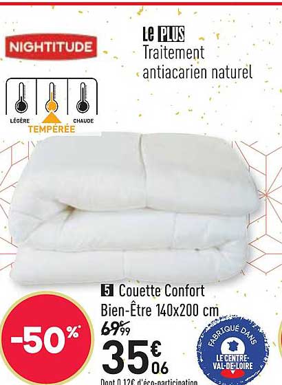 couette confort bien être 140x200 cm nightitude