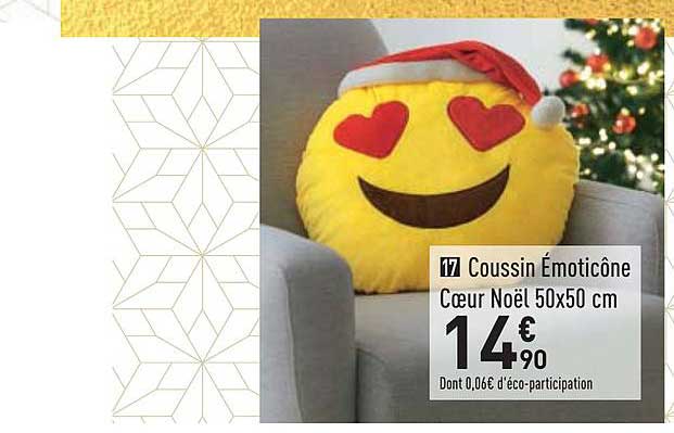 Coussin émoticône Cœur Noël 50x50 Cm