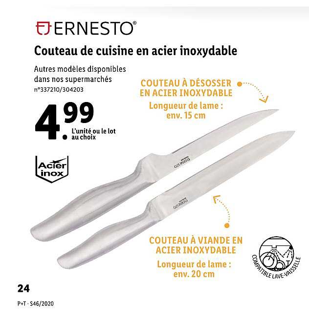 couteau de  cuisine en acier inoxydable ernesto