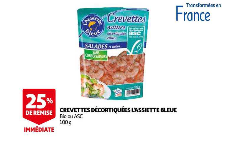 crevettes décortiquées l'assiette bleue 25% remise immédiate