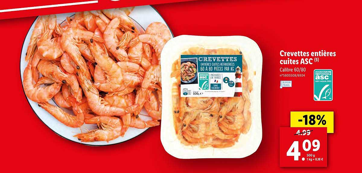 Crevettes Entières Cuites Asc